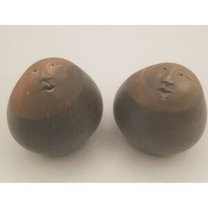 Deva Raku Spirit Ceremonial Rattles Pottery Pair Shakers Faces Nan Emmett